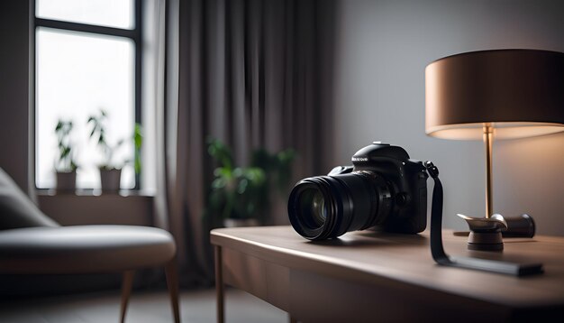 Modern room with dslr camera