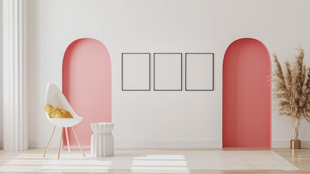 Modern room with a white chair and decorations