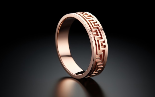 Современное кольцо из розового золота с изображением минималиста