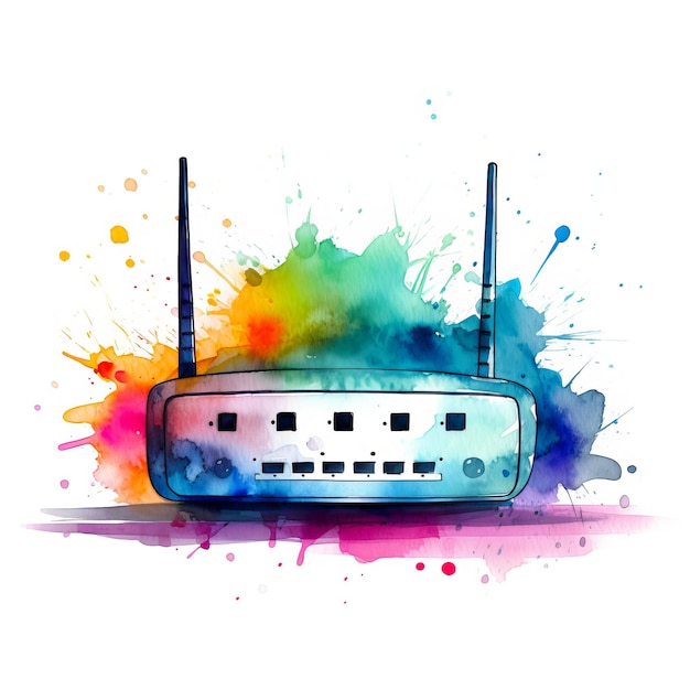 Modern router device square illustration
