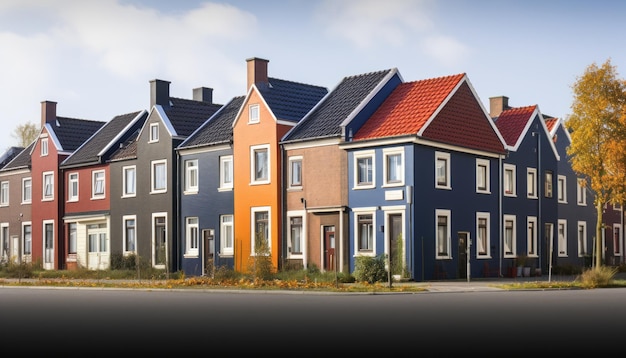 Photo modern a row of red brick houses