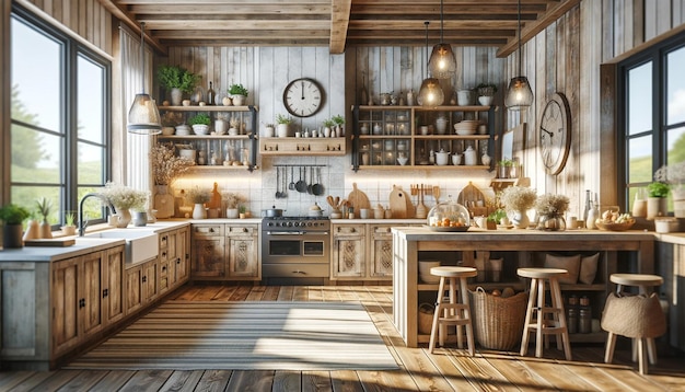 A modern rustic farmhouse kitchen