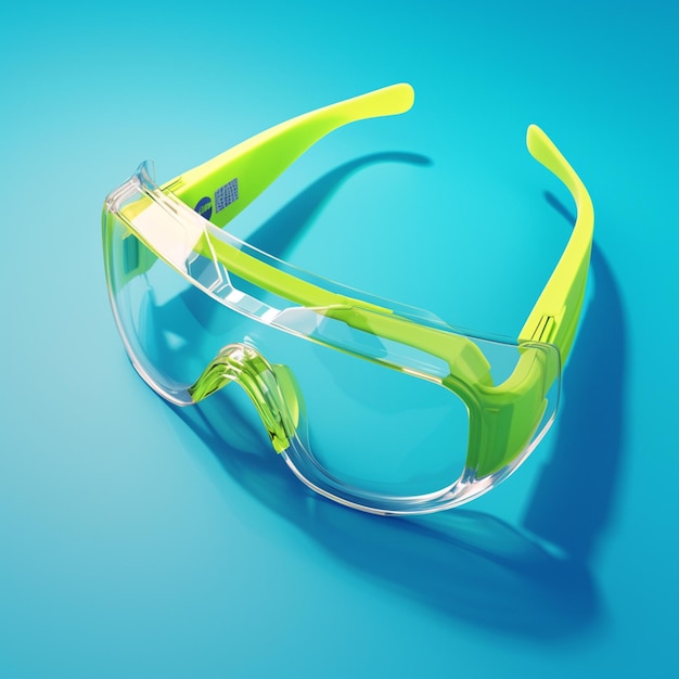 Современное оборудование безопасности Изолированные технологические зеленые очки на синем для социальных сетей