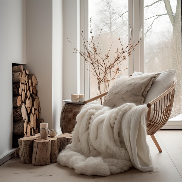 Foto moderno design d'interni scandinavo soggiorno rendering 3d