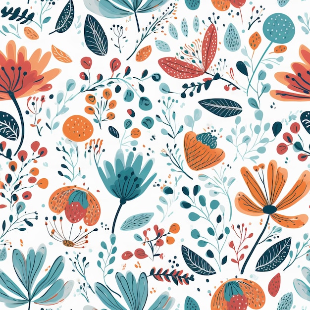Modern Scandinavianstyle floral background as a seamless pattern AI generation
