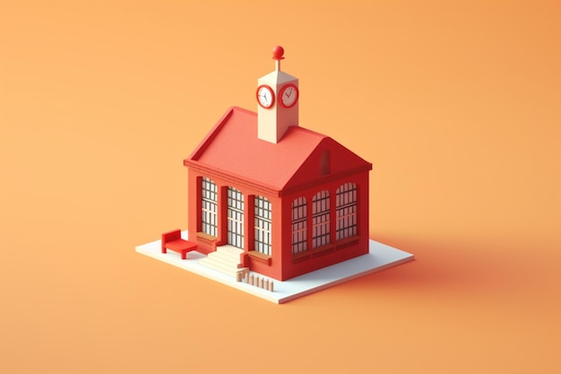 Modern school icon 3d