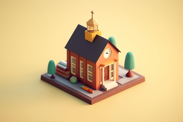 Modern school icon 3d