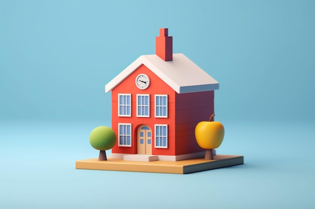 Modern school icon 3d