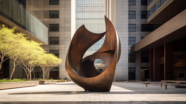 Photo a modern sculpture integrated seamlessly with brutalist surroundings
