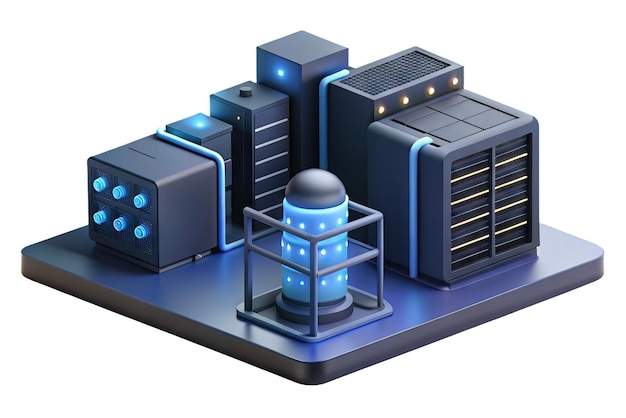 Photo modern server and data center icon