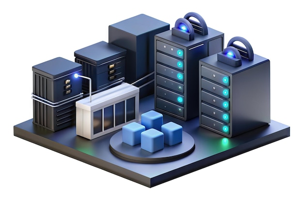 Photo modern server and data center icon