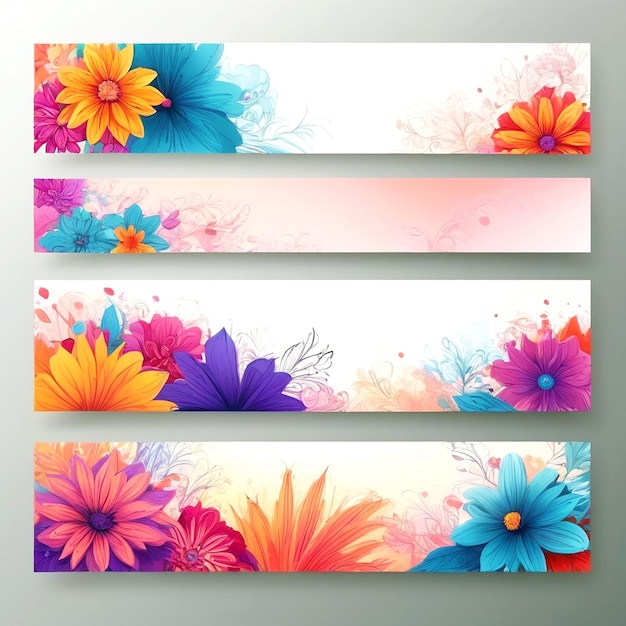 Modern Set Of Abstract Flowers Banners