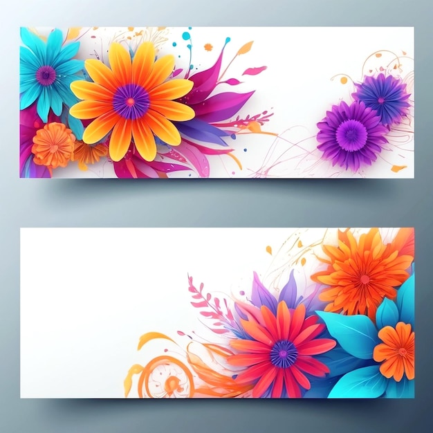 Modern Set Of Abstract Flowers Banners