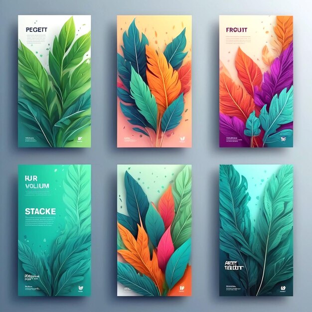 Modern set of abstract foliage banner