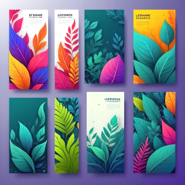 Modern set of abstract foliage banner