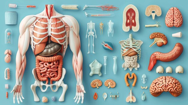 Фото modern set with detailed images of human body parts