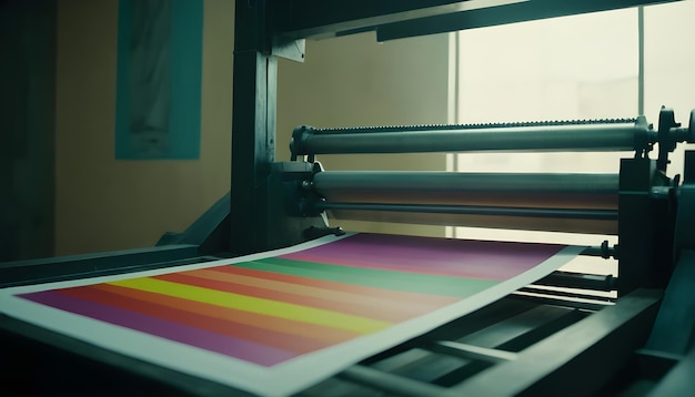 現代のショット印刷機 クリエイティブなカラフルな文書