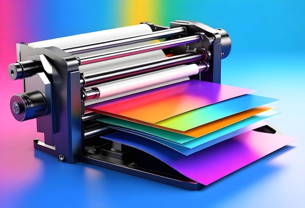 Modern shot printing press creative colorful documents