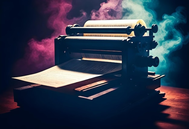 Photo modern shot printing press creative colorful documents