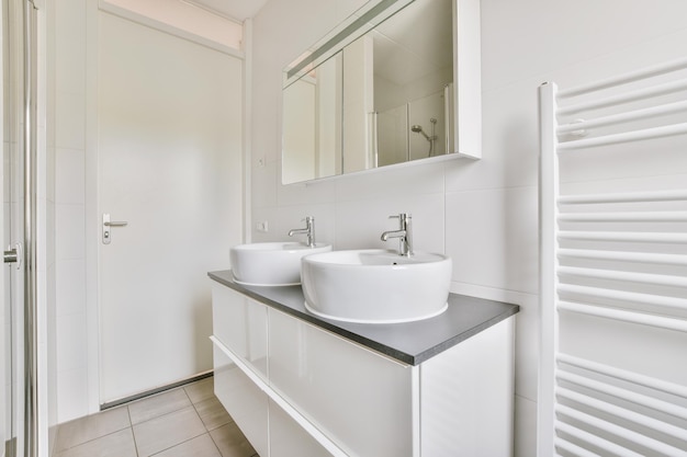 Modern shower in bathroom with toilet in apartment