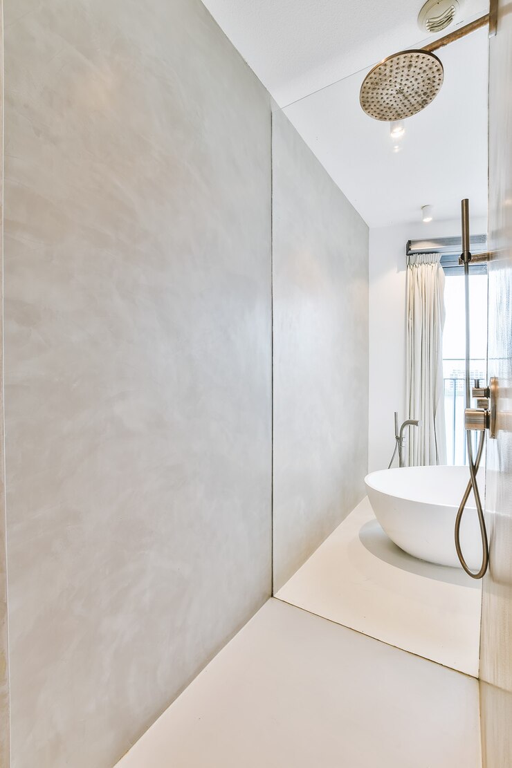 Photo modern shower stall in a bright bathroom