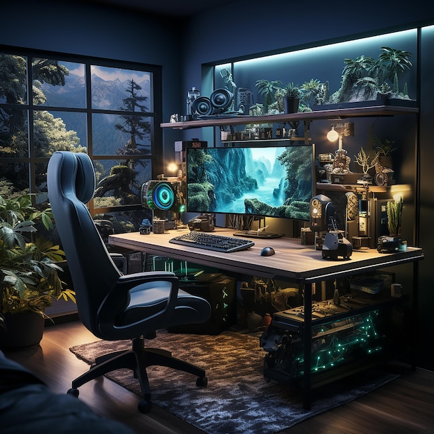 Premium AI Image | Modern_simple_clean_gaming_setup_concepts_creative_natur