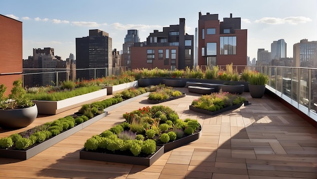 집 옥상 발코니 잔디 내부 디자인을 위한 현대적인 간단한 정원 공간 디자인