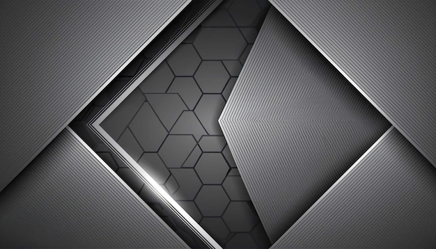 Modern simple grey geometric hexagonal background Abstract black metallic polygonal