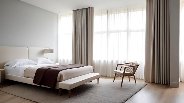 Modern simple interior comfortable queen bed