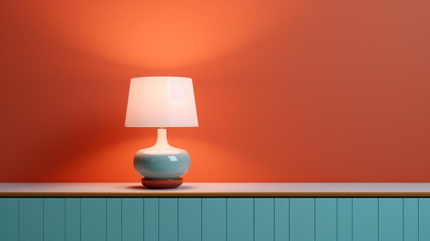 Modern And Simple Lamp With Vibrant Orange And Blue Shade