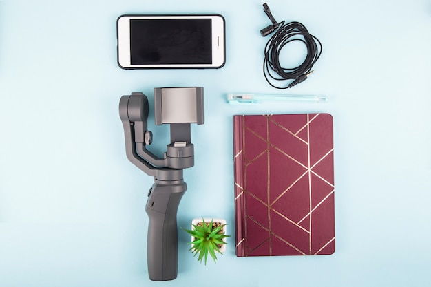 Modern simple set of equipment for video shooting on a smartphone