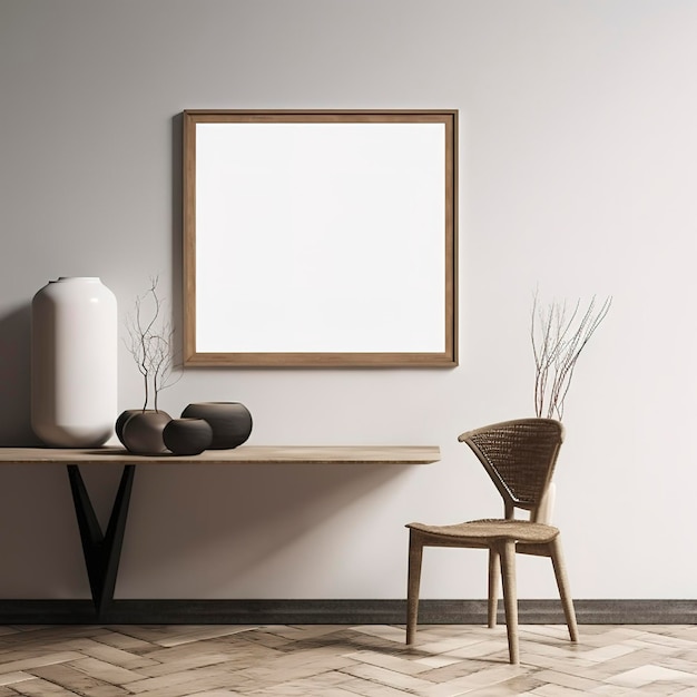 Photo modern and simple study room design with mockup poster frame generate ai