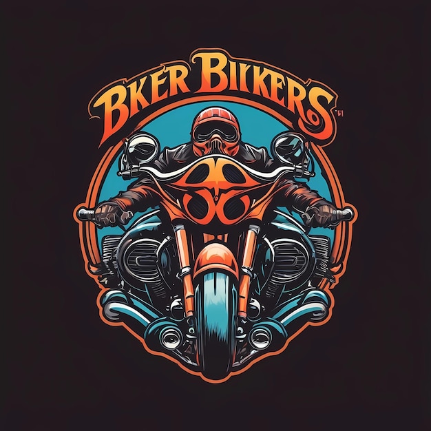 Photo modern skull biker logo