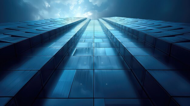 Photo modern skyscraper facade against blue sky a testament to urban architecture and design