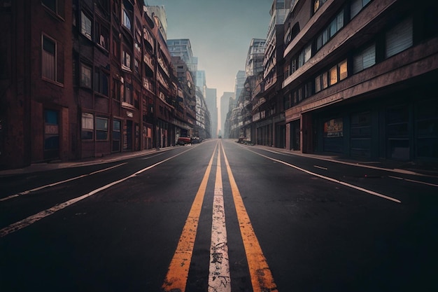 Photo modern skyscrapers illuminate night city vanishing into dark