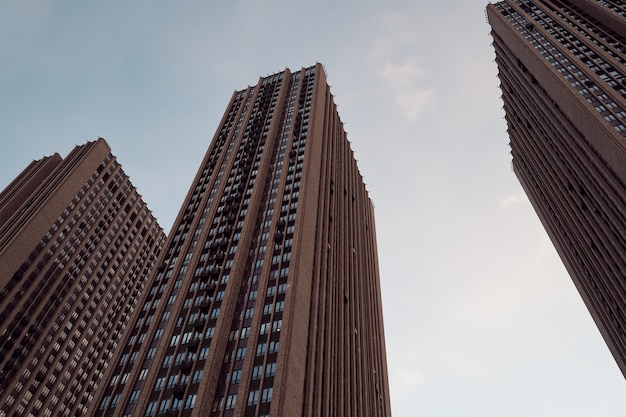 Photo modern skysrapers at dusk low angle view