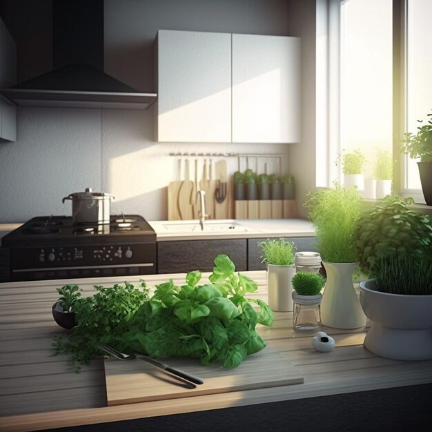 Modern and Sleek Kitchen Design Rendered with AI