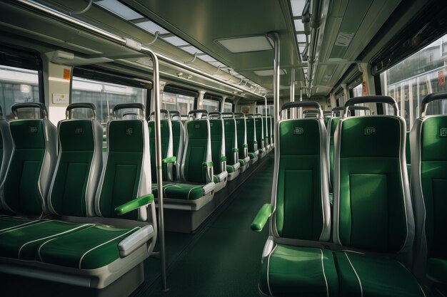現代の寝台バスの空のインテリアと座席生成 AI