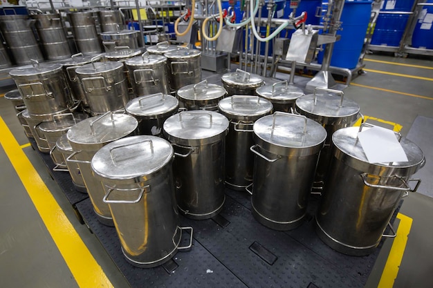 Modern small tanks cream cellar with stainless steel tanks