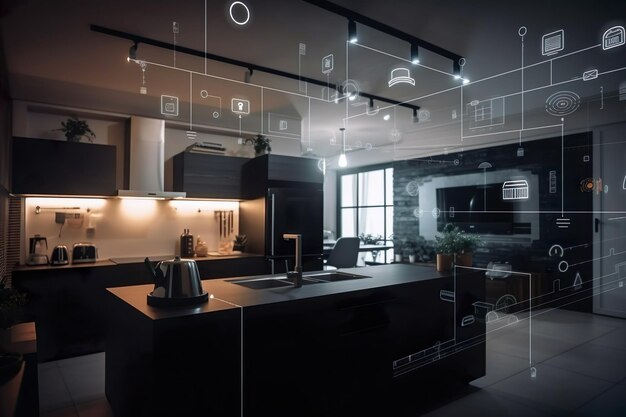 Modern smart home management system using augmented reality Smart building The smart home is isolated background Generate Ai