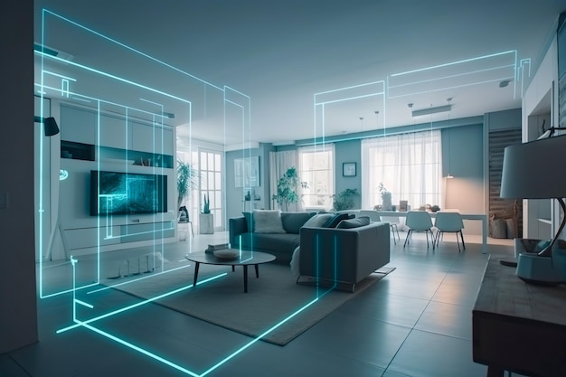 Modern smart home management system using augmented reality Smart building The smart home is isolated background Generate Ai