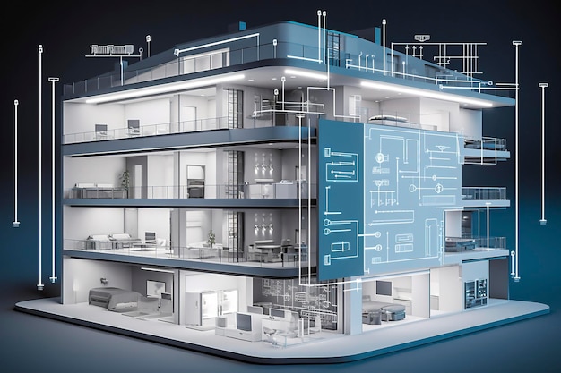 스마트 빌딩의 최신 스마트 홈 시스템 스마트 홈은 격리된 배경 Ai 생성
