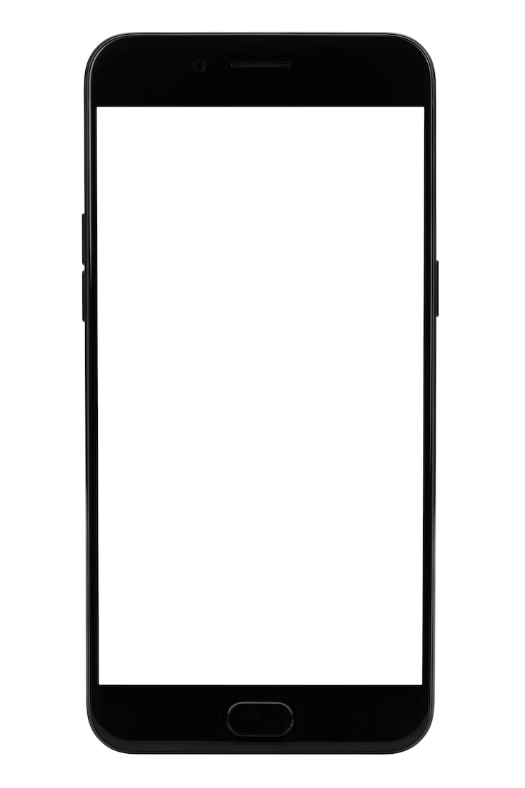 Photo モックアップ用の白い画面上の最新のスマートフォン