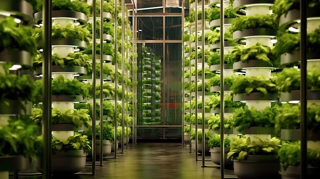 Фото Современная технология умного вертикального земледелия для выращивания фермы