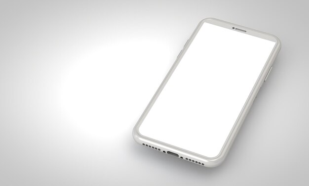 Moderno smartphone schermo vuoto modello astratto bianco alla moda mockup 3d rendering