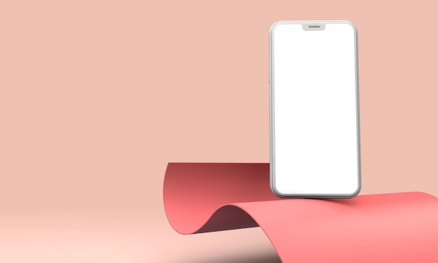 Modern smartphone blank screen template Trendy mockup scene 3D Rendering