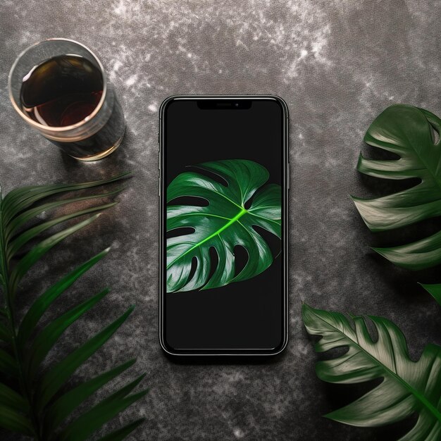 Photo modern smartphone on a minimalist mockup