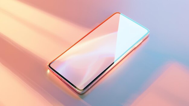 Modern smartphone with bright abstract wallpaper on gradient background illustrating advanced technology and digital communication