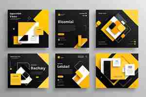 Photo modern social media post template with yellow geometric shapes