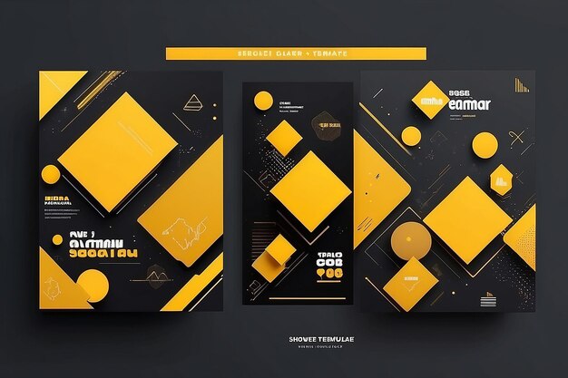 Modern social media post template with yellow geometric shapes